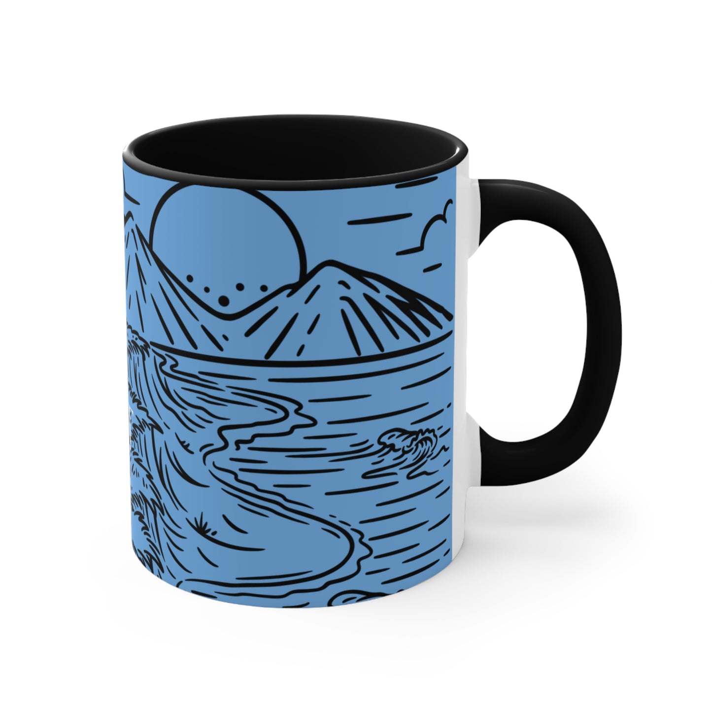 Colorful Adventure Mug Ceramic Coffee Cup with Scenic Mountain Design