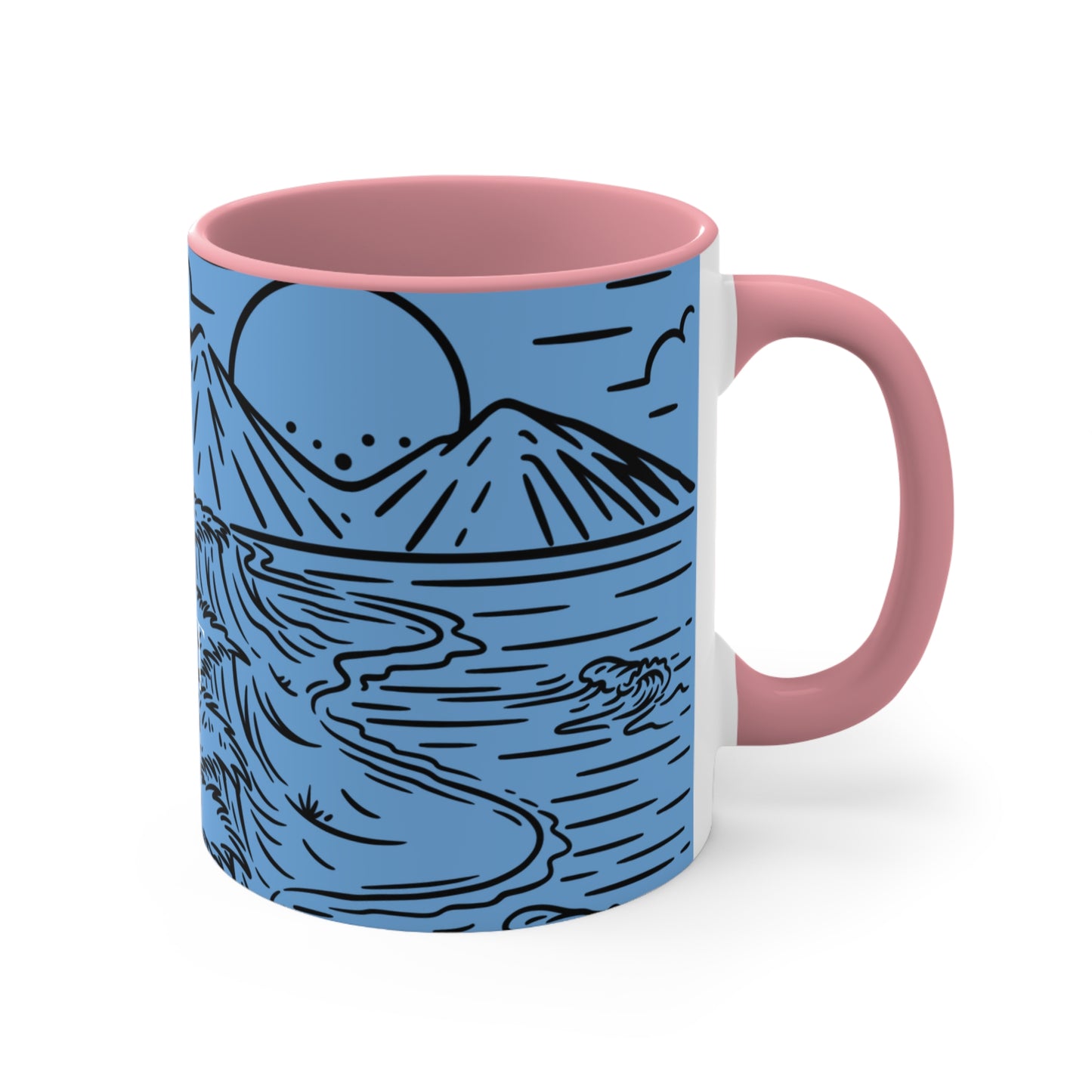 Colorful Adventure Mug Ceramic Coffee Cup with Scenic Mountain Design